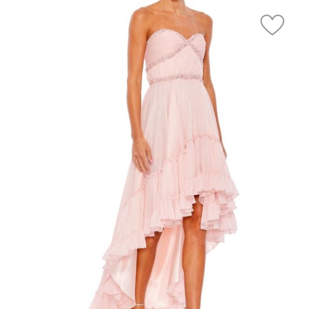 MAC DUGGAL Strapless Beaded High Low Gown size 4